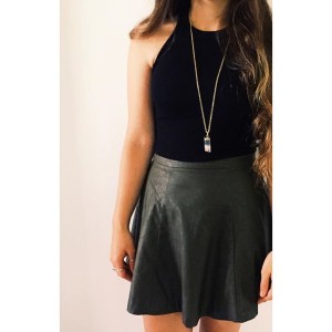 leatherette-flare-skirt