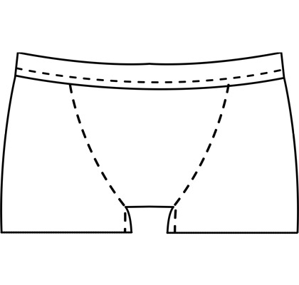 Mens custom boxer brief pattern for use with latex, vinyl, or other stretch fabrics.