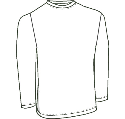 Mens custom long sleeve shirt pattern for use with leather, stretch pleather, vinyl, latex, or other stretch fabrics.