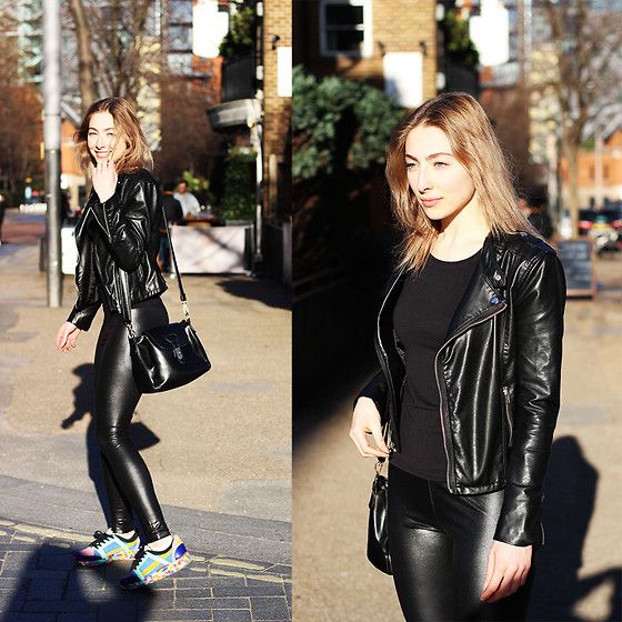 Leather jacket stretch leather leggings