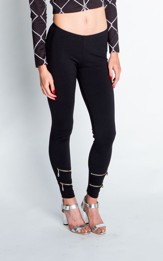 Black leggings with zippers