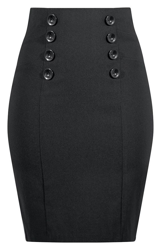 Five panel pencil skirt with buttons