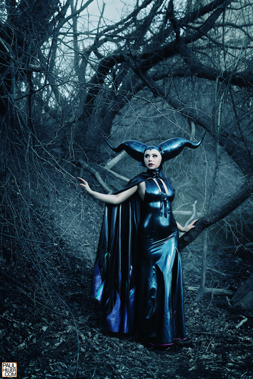 Maleficient latex cosplay gown and inflatable horns