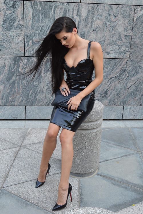 Kim K latex dress made in black patent vinyl