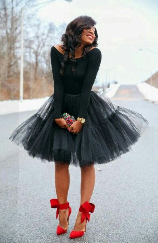 Black tiered tulle skirt