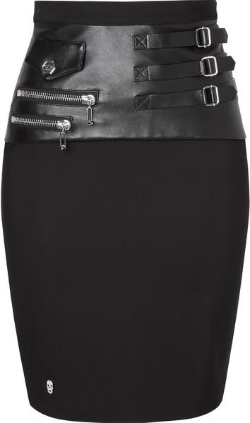 Neo-goth vegan leather strap skirt