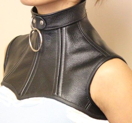 Black veggie leather neck corset