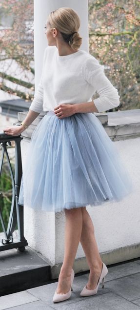 Blue-gray tulle skirt