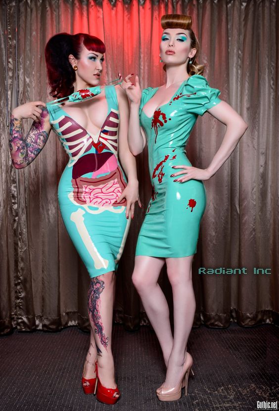 Latex dresses with horror designs