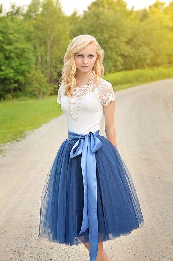 Blue tulle skirt