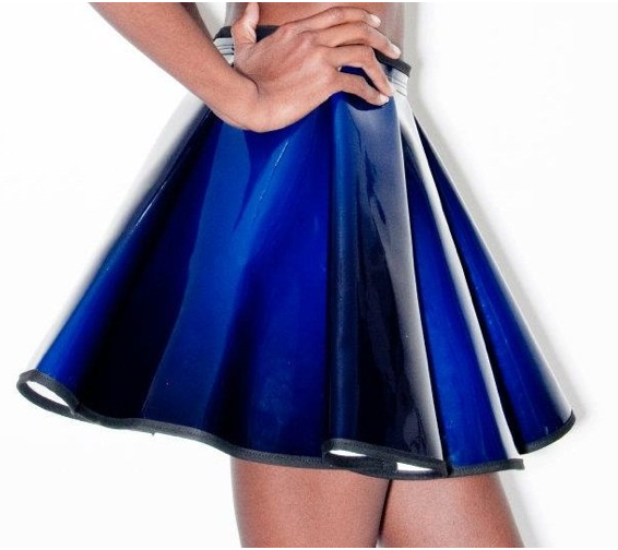 Blue vinyl skirt