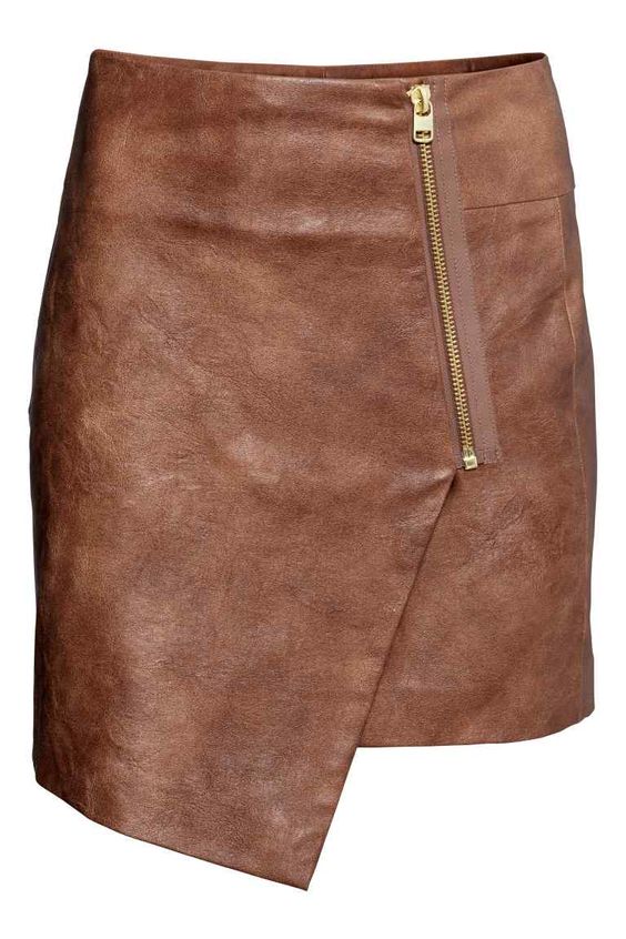 Tan skirt with exposed zipper