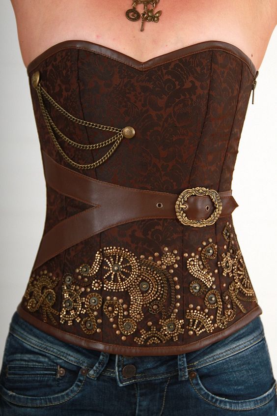 Brown steampunk corset