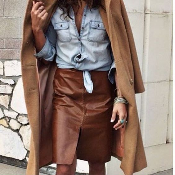 Brown leatherette skirt