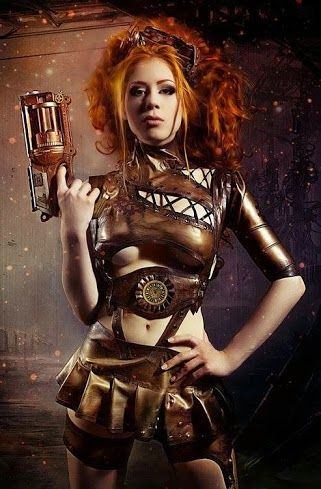 Brown veggie leather steampunk outfit