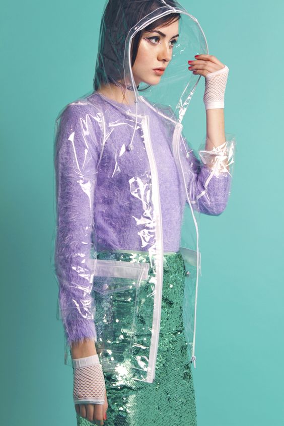 Clear plastic jacket with hood