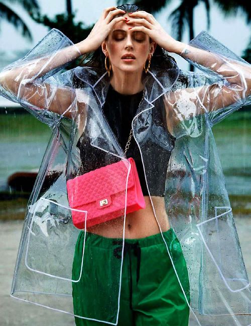 Clear plastic raincoat