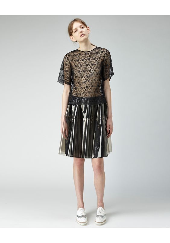 Clear plastic skirt with black trim