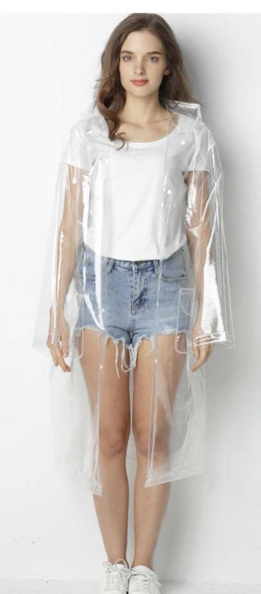 Clear plastic coat with pockets