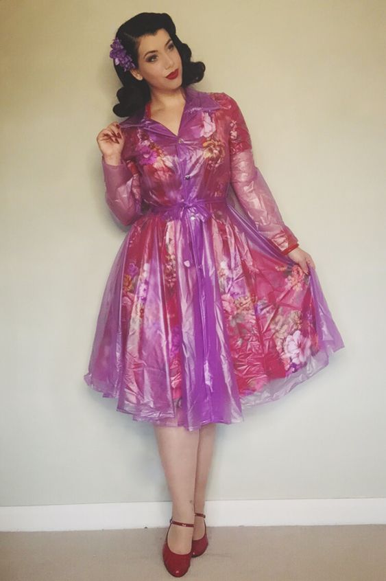 Clear purple plastic vinyl dress