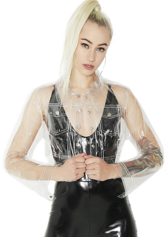 Clear vinyl cropped jacket