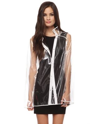 Short clear vinyl raincoat