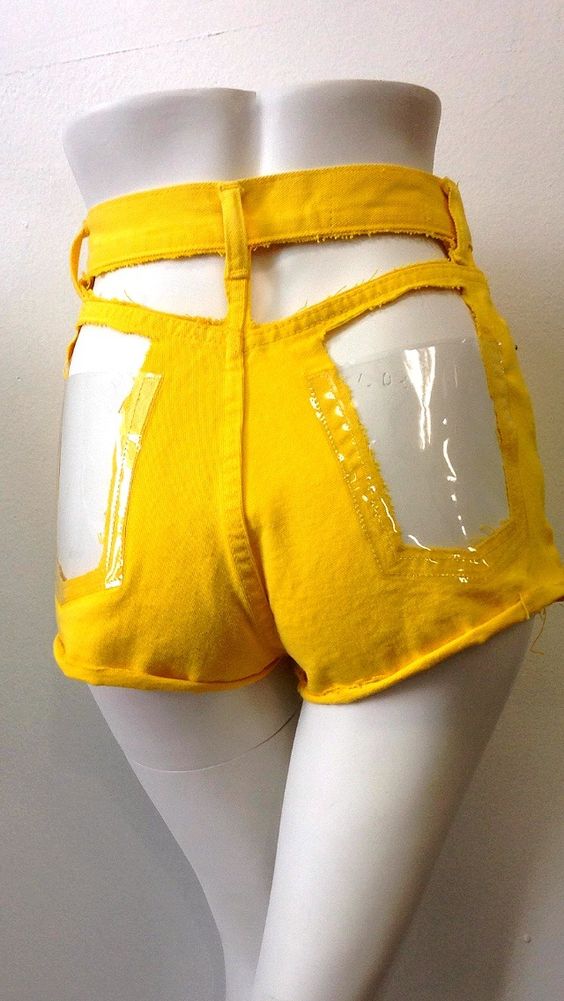 Shorts with clear vinyl pockets