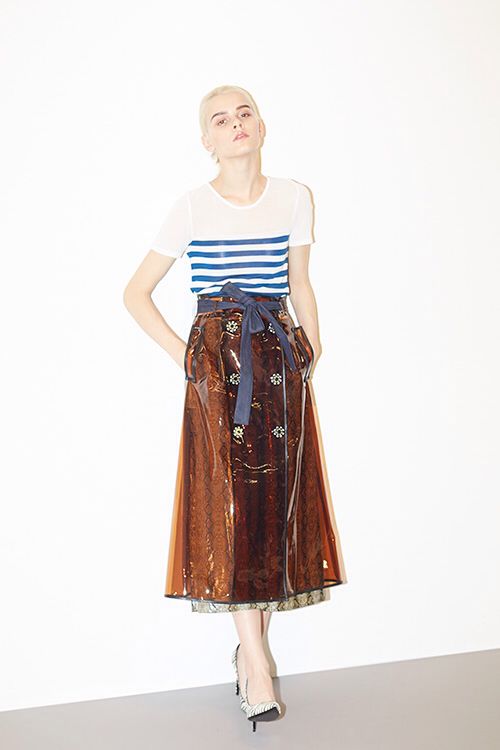 Maxi skirt with clear vinyl overlay