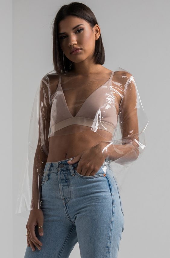 Clear vinyl cropped top