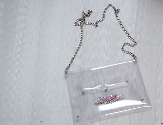 Clear vinyl bag with strap