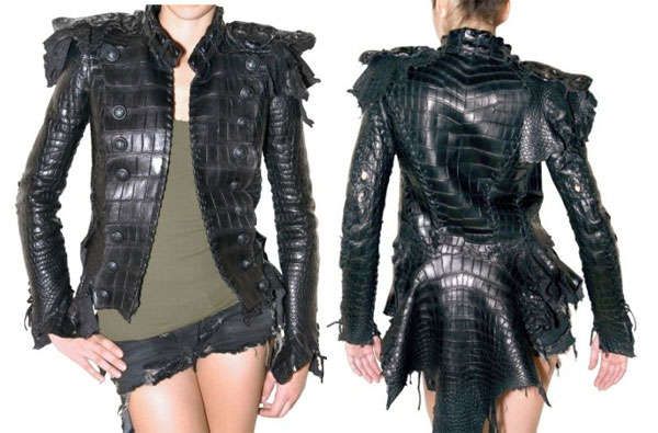 Crocodile print couture jacket.
