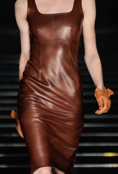 Deep brown leather tank dress