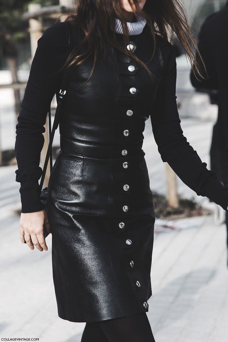 Faux leather dress with oversize buttons