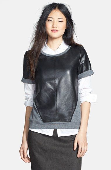 Casual leather sweatshirt