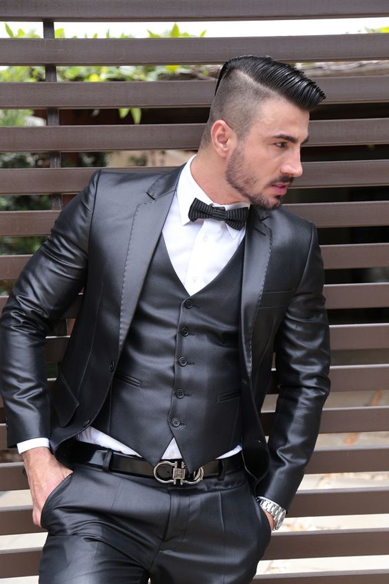 Men's faux leather suit