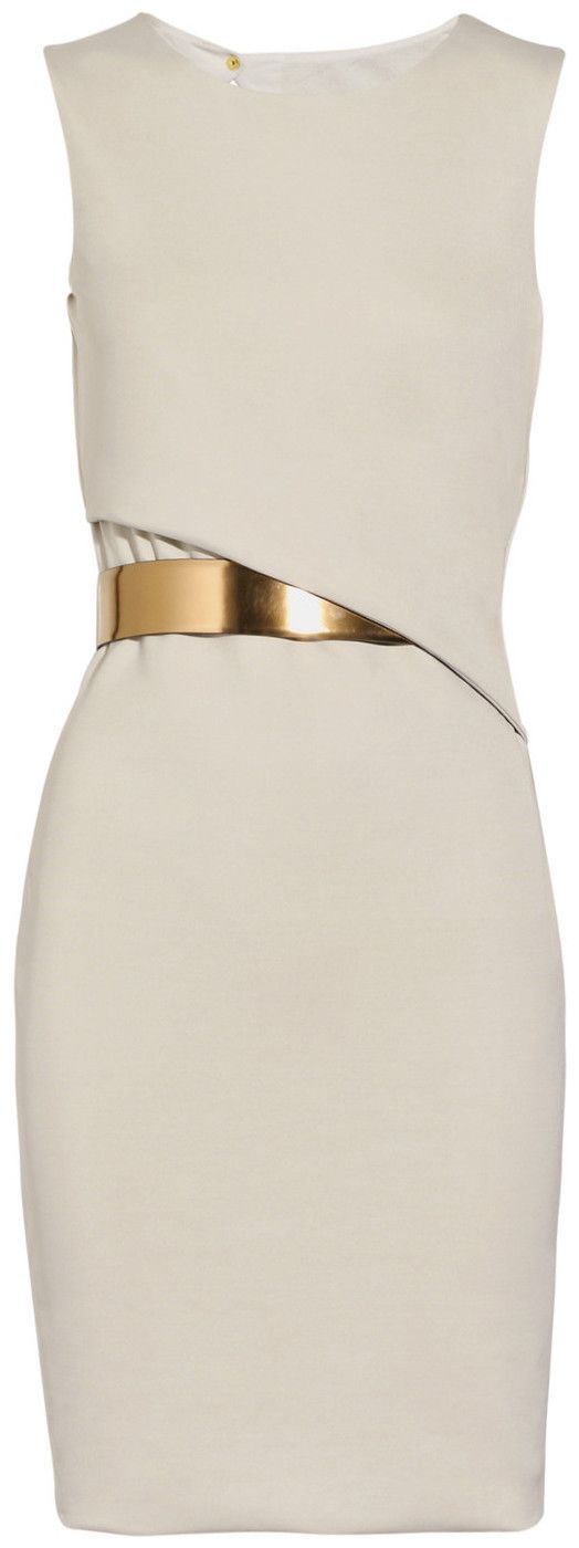 Beige dress with gold belt