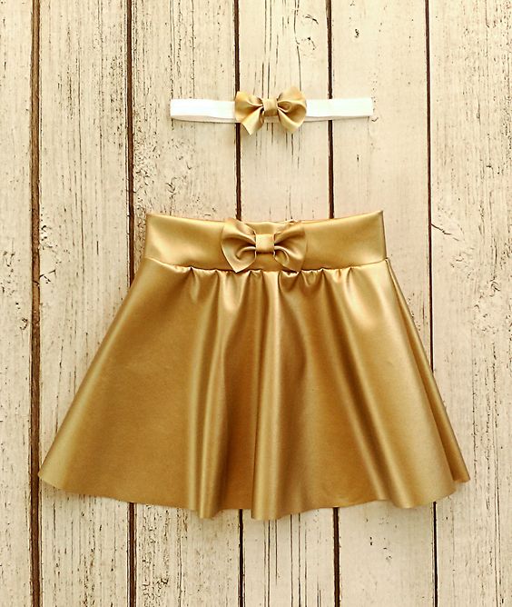 Gold faux leather skirt