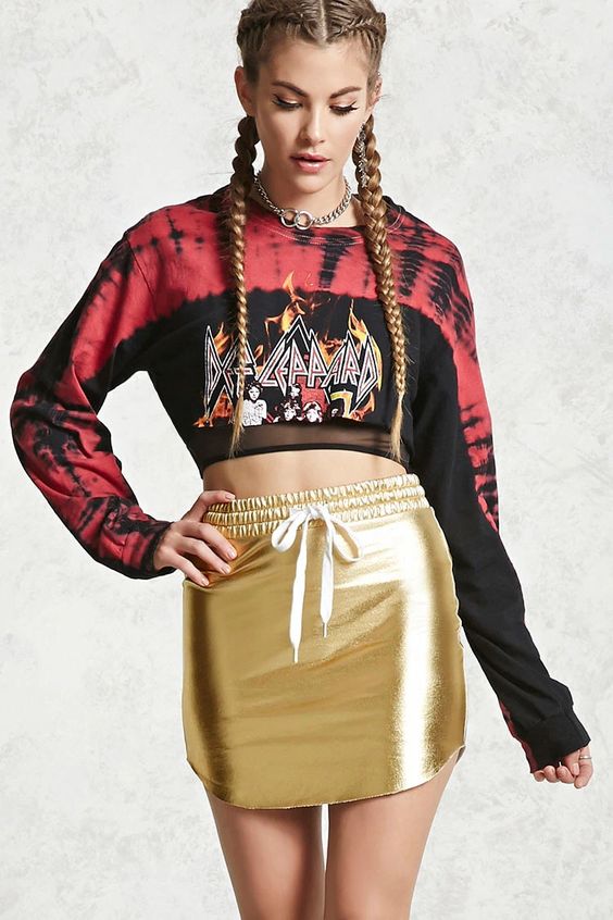 Gold PVC mini skirt