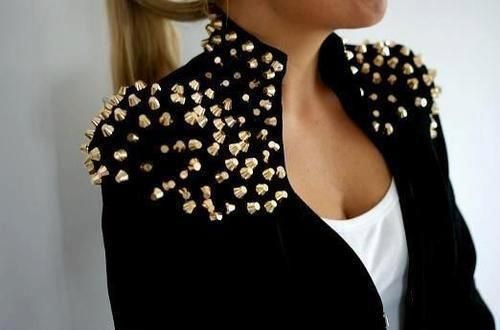 Black jacket with gold spikes