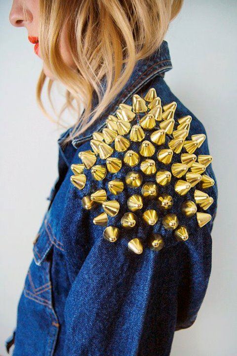 Jeans jacket with gold spikes