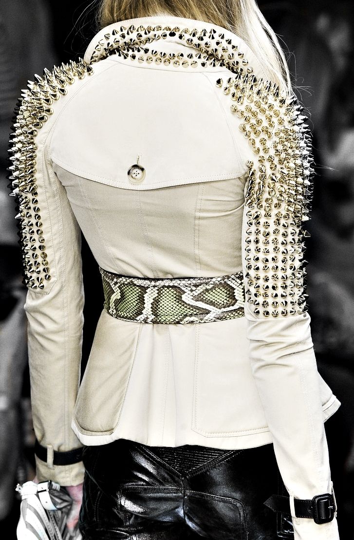 Gold spiked coat.