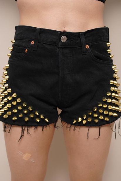 Black shorts with gold spikes