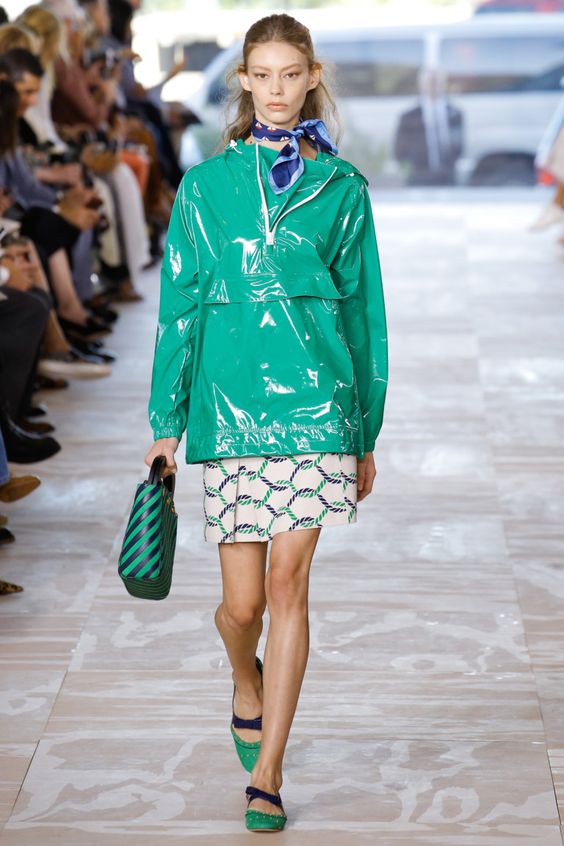 Green vinyl raincoat