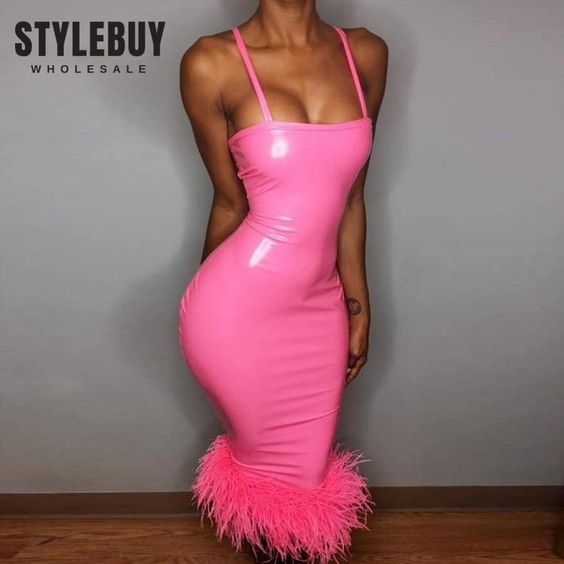 Image of: Hot pink PVC dress