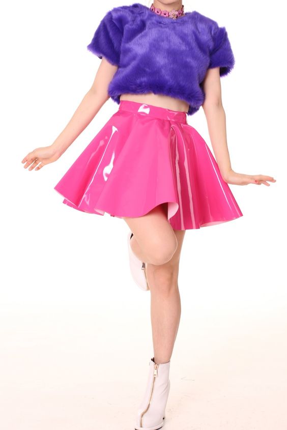 Pink patent vinyl skater skirt