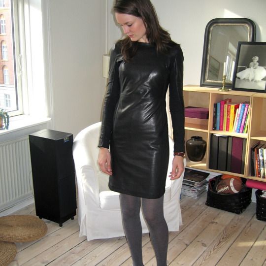 Imitation leather dress