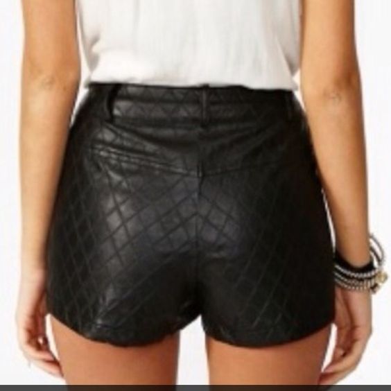 Laser quilted faux leather shorts