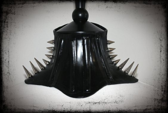 Spiked latex corset collar