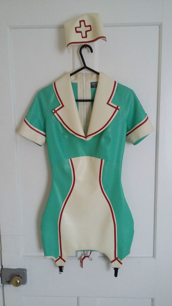 Latex sheeting nurse costume