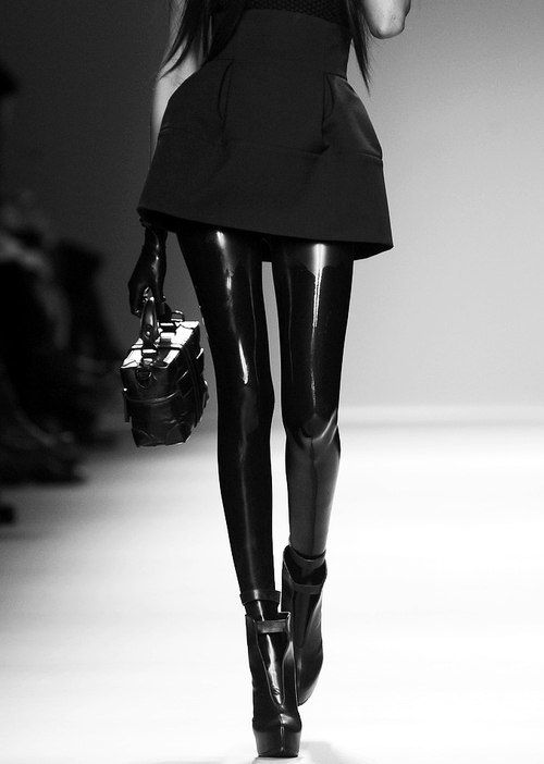 Image of: Black latex tights